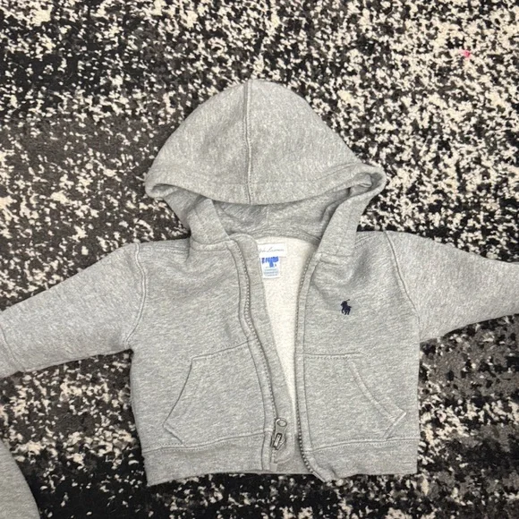 🌻Ralph Lauren Light Gray Baby Hoodie and Sweatpants Set - Picture 7 of 9